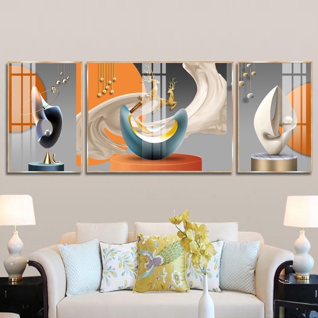 Bộ 3 Tranh Tráng Gương " Trườu Tượng Hiện Đại" In UV5D Cao Cấp. Trang Trí Nhà Cửa