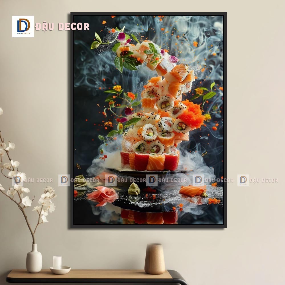 Tranh Canvas treo tường trang trí nhà hàng phong cách Nhật bản,tranh trang trí nhà hàng susi.Tranh trang trí phòng khách