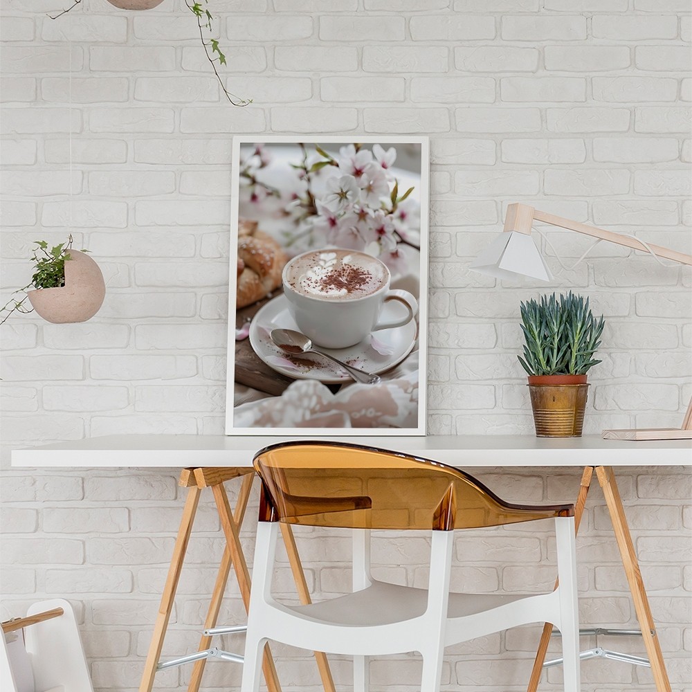 Tranh tường chủ đề cà phê cổ điển, khung gỗ, trang trí quán cà phê và phòng ngủ