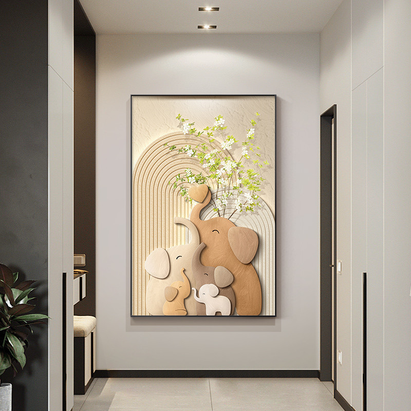 Tranh Decor Gia Đình Voi Nghệ Thuật Tối Giản Treo Tường Phòng Khách – Biểu Tượng Gắn Bó Yêu Thương60x80cm