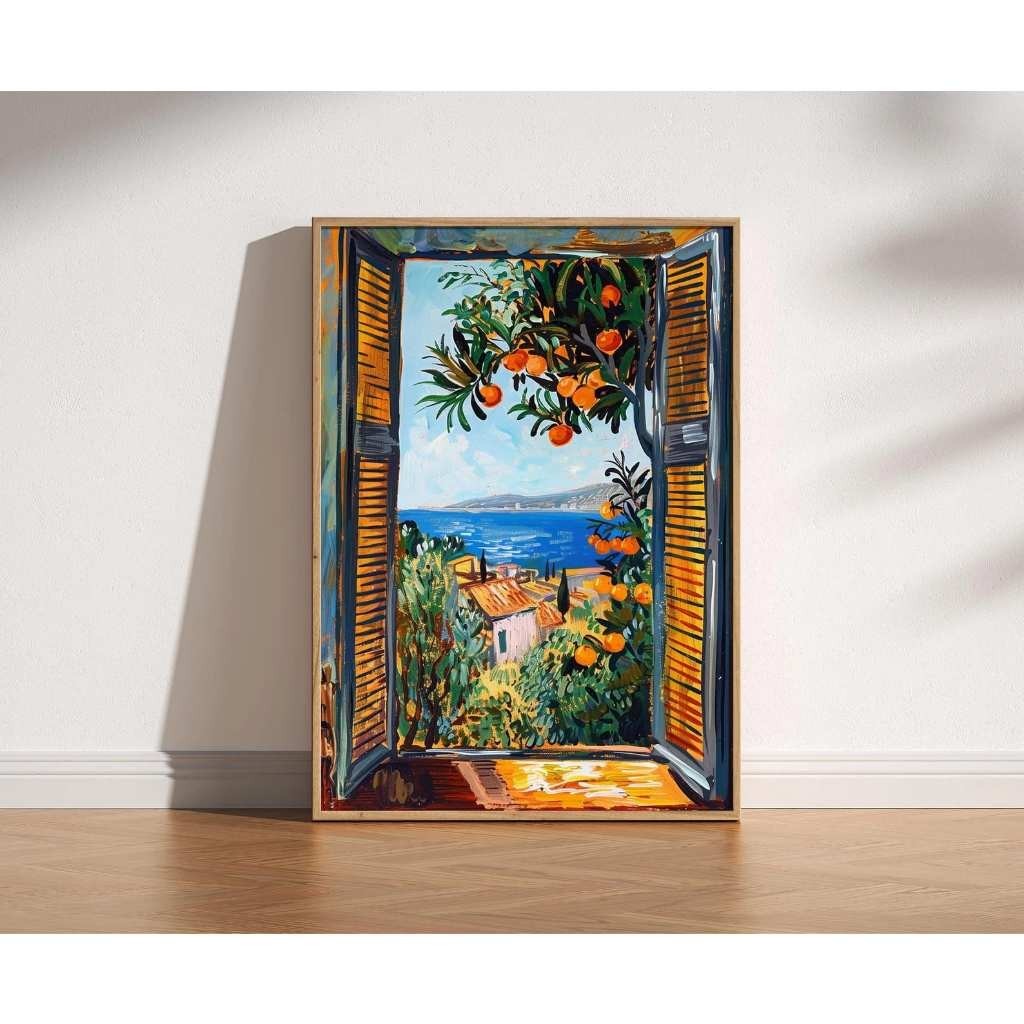 Tranh cửa sổ tranh canvas phong cảnh SNY16 - Tranh trang trí treo phòng ngủ, phòng khách