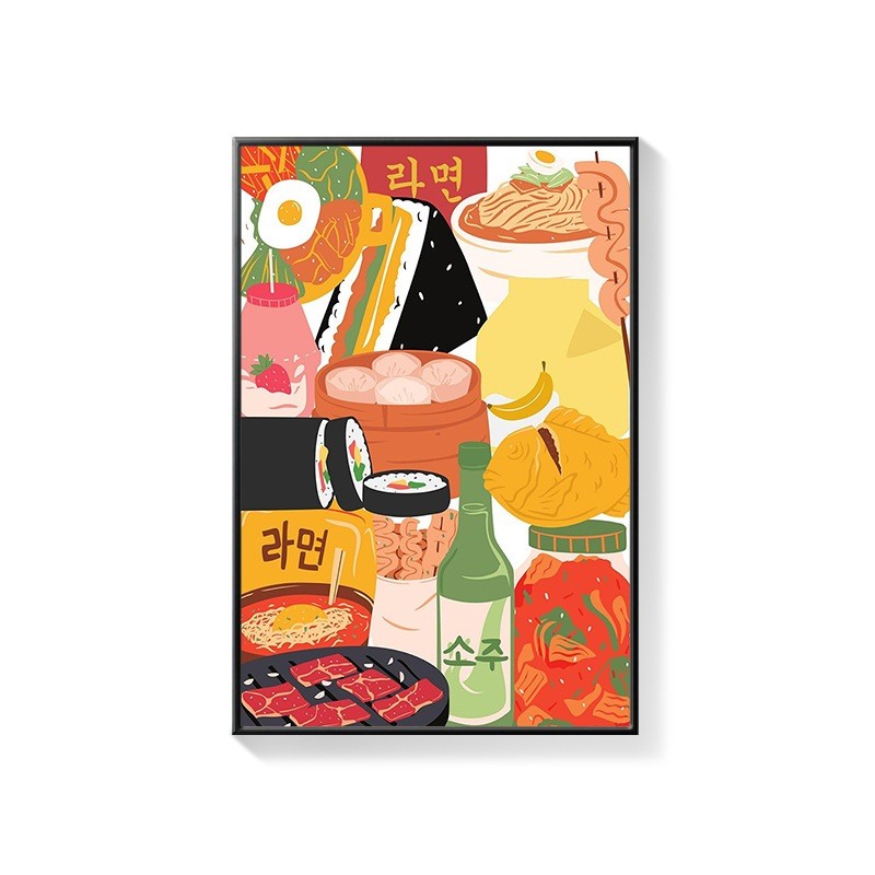Tranh hàn quốc trang trí nhà hàng món ăn phong cảnh nhiều mẫu đẹp chất liệu canvas cao cấp đã có khung tặng