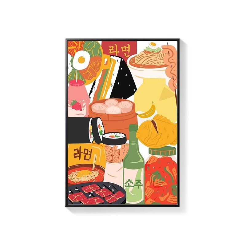 Tranh hàn quốc trang trí nhà hàng món ăn phong cảnh nhiều mẫu đẹp chất liệu canvas cao cấp đã có khung tặng