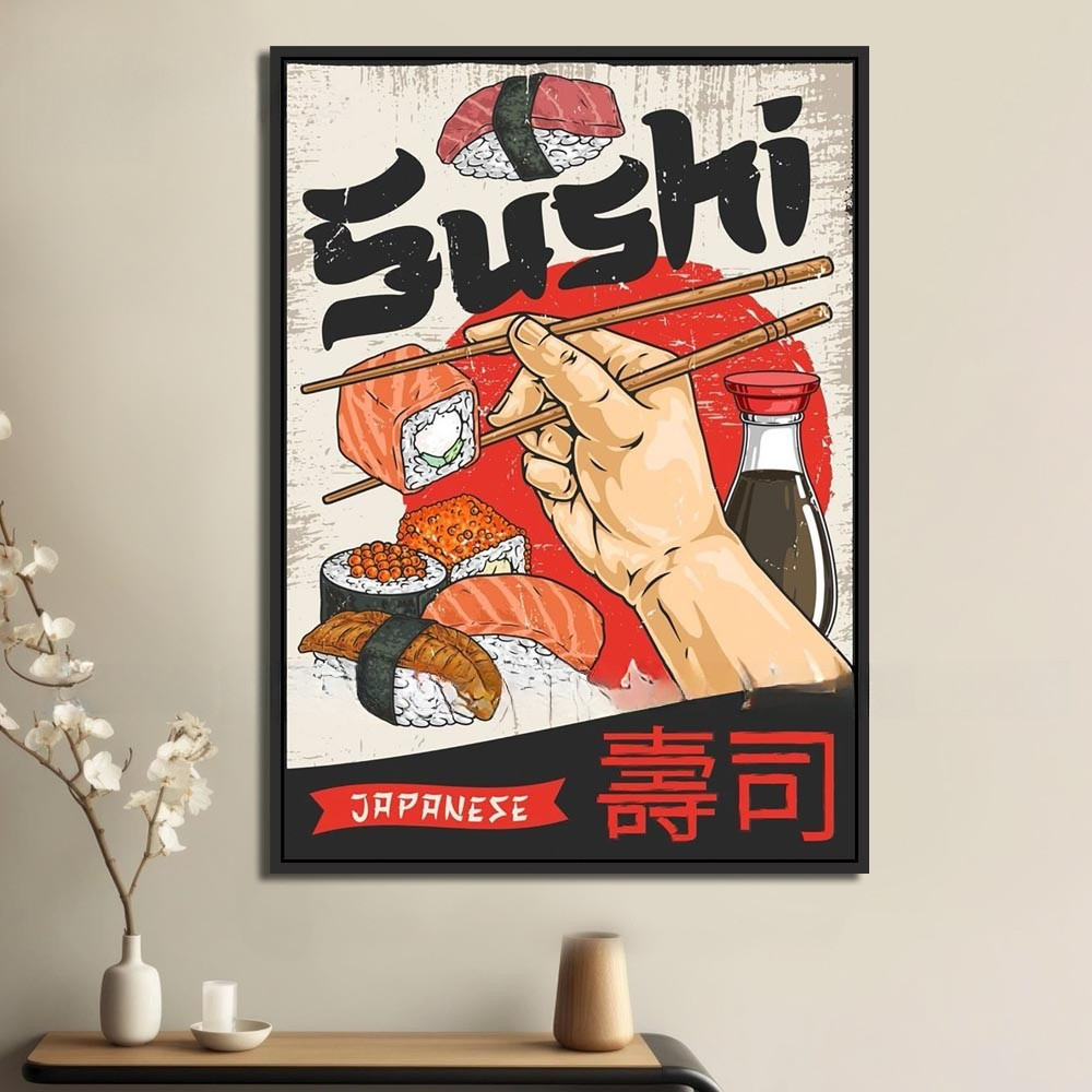 Tranh Canvas treo tường trang trí nhà hàng phong cách Nhật bản,tranh trang trí nhà hàng susi.Tranh trang trí phòng khách