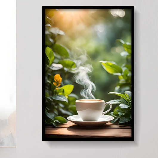 Tranh tường chủ đề cà phê cổ điển, khung gỗ, trang trí quán cà phê và phòng ngủ