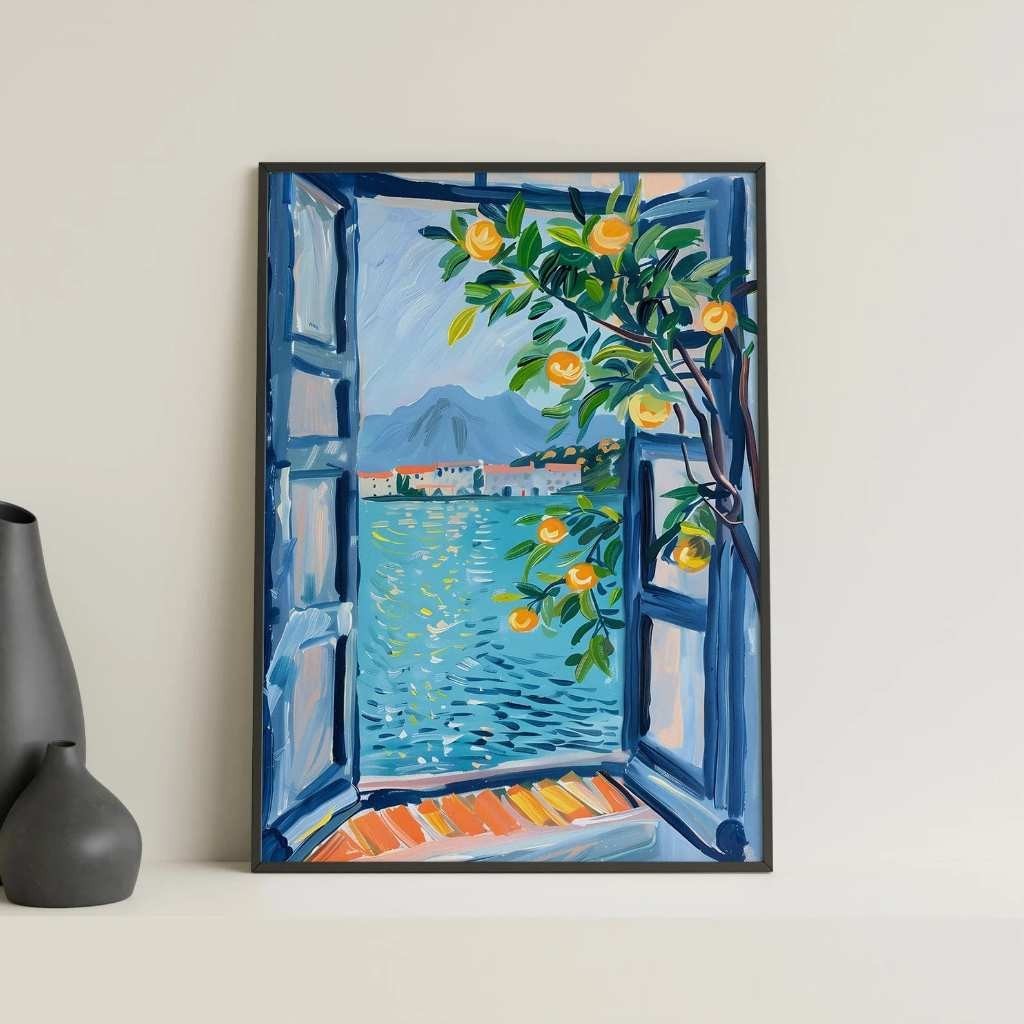 Tranh cửa sổ tranh canvas phong cảnh SNY16 - Tranh trang trí treo phòng ngủ, phòng khách