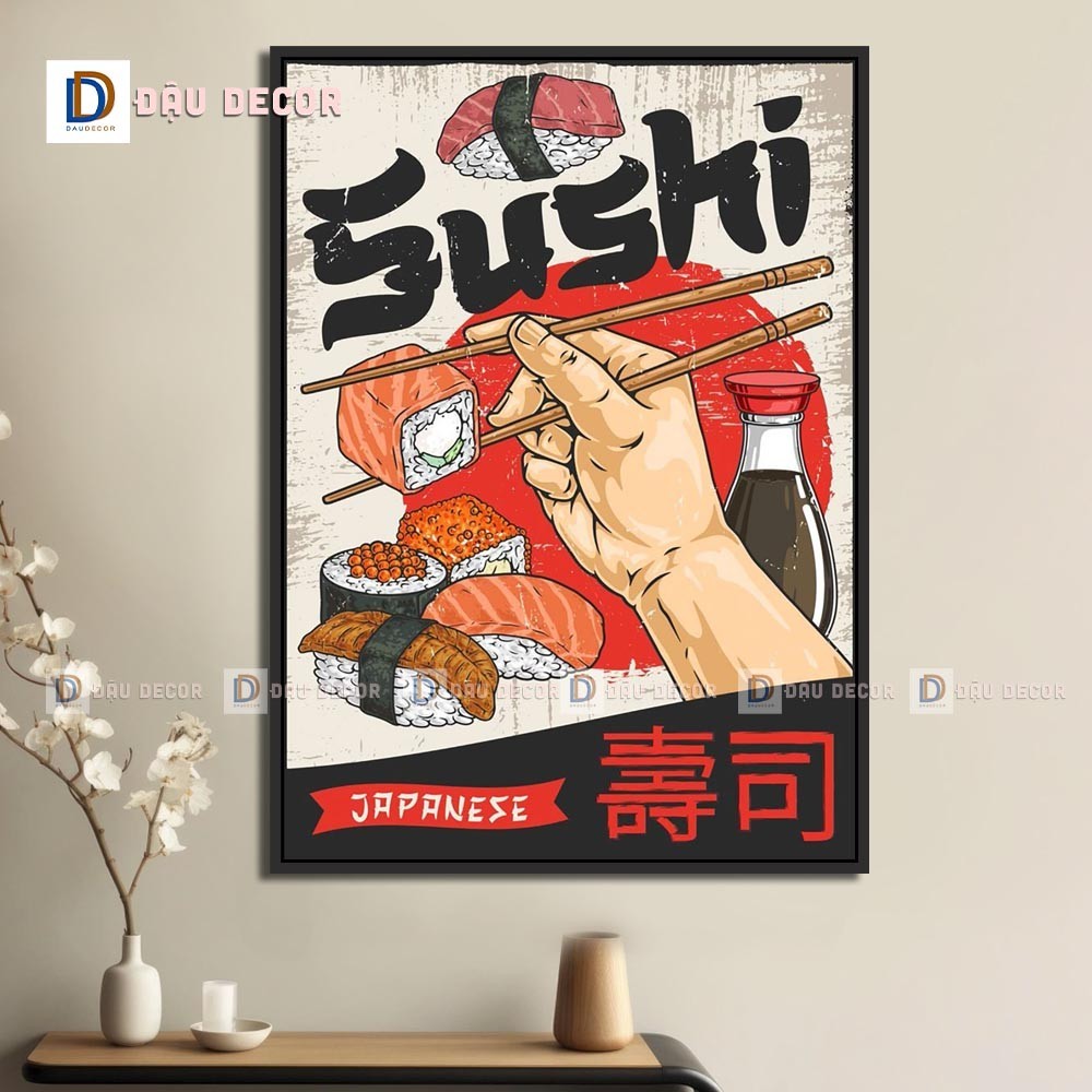 Tranh Canvas treo tường trang trí nhà hàng phong cách Nhật bản,tranh trang trí nhà hàng susi.Tranh trang trí phòng khách