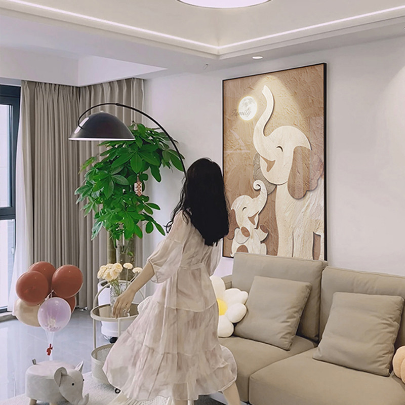 Tranh Decor Gia Đình Voi Nghệ Thuật Tối Giản Treo Tường Phòng Khách – Biểu Tượng Gắn Bó Yêu Thương60x80cm
