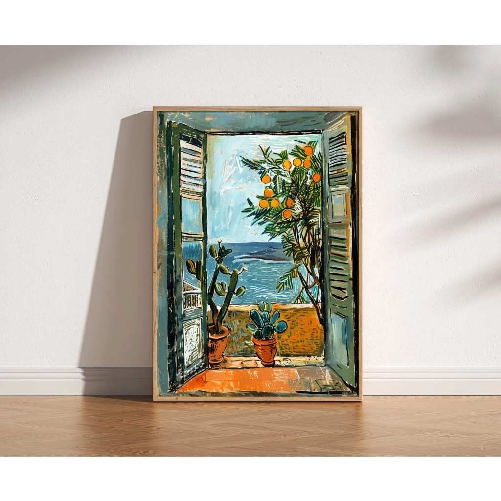 Tranh cửa sổ tranh canvas phong cảnh SNY16 - Tranh trang trí treo phòng ngủ, phòng khách