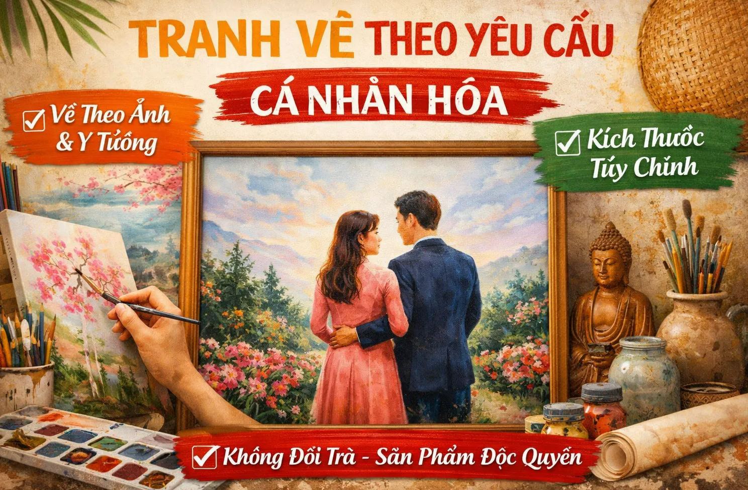 Tranh Vẽ Theo Yêu Cầu | Nhận Vẽ Theo Ảnh | Tùy Chỉnh Kích Thước