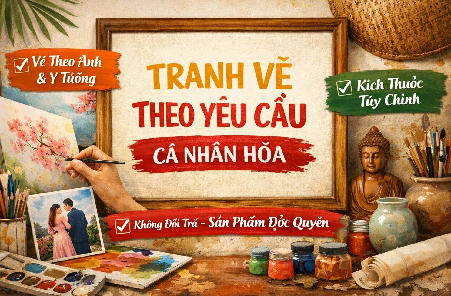 Tranh Vẽ Theo Yêu Cầu | Nhận Vẽ Theo Ảnh | Tùy Chỉnh Kích Thước