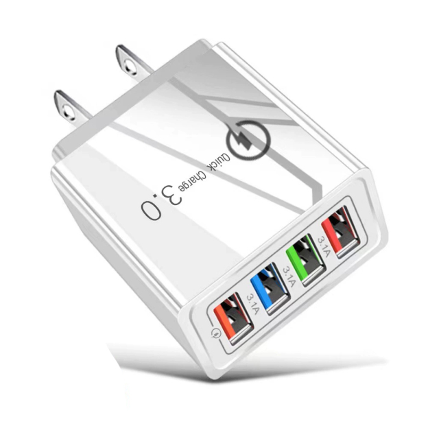 Four-Port Travel Charger for Extended Phone Battery Life