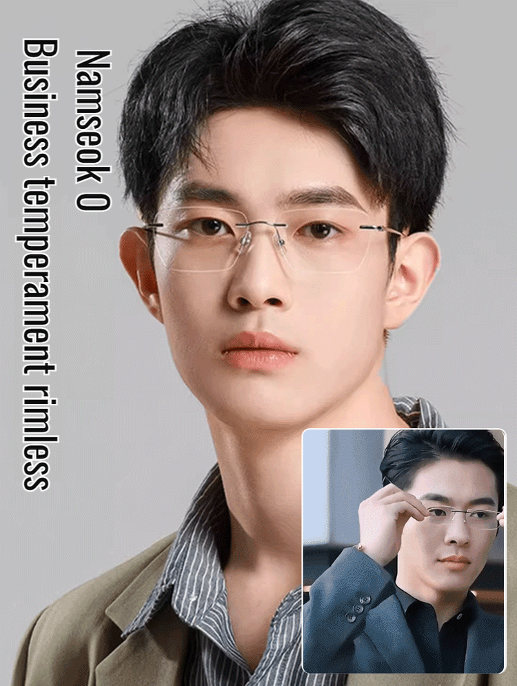 Light-sensitive colour-changing zoom rimless presbyopia glasses 【Men's and women's models】