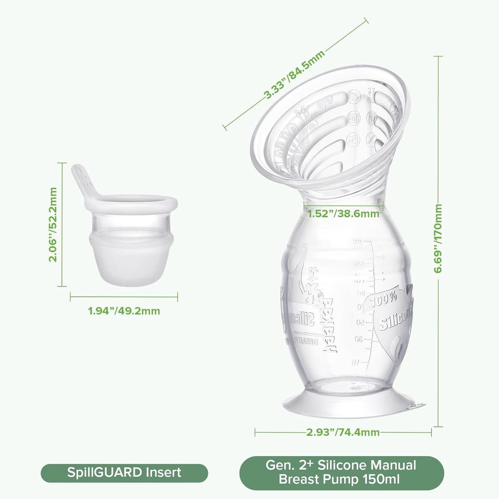 Haakaa Gen.2 Plus Upgraded Manual Breast Pump Multi-Ring ComfortCARE Sensitive Silicone Breast Pump with Stopper Set