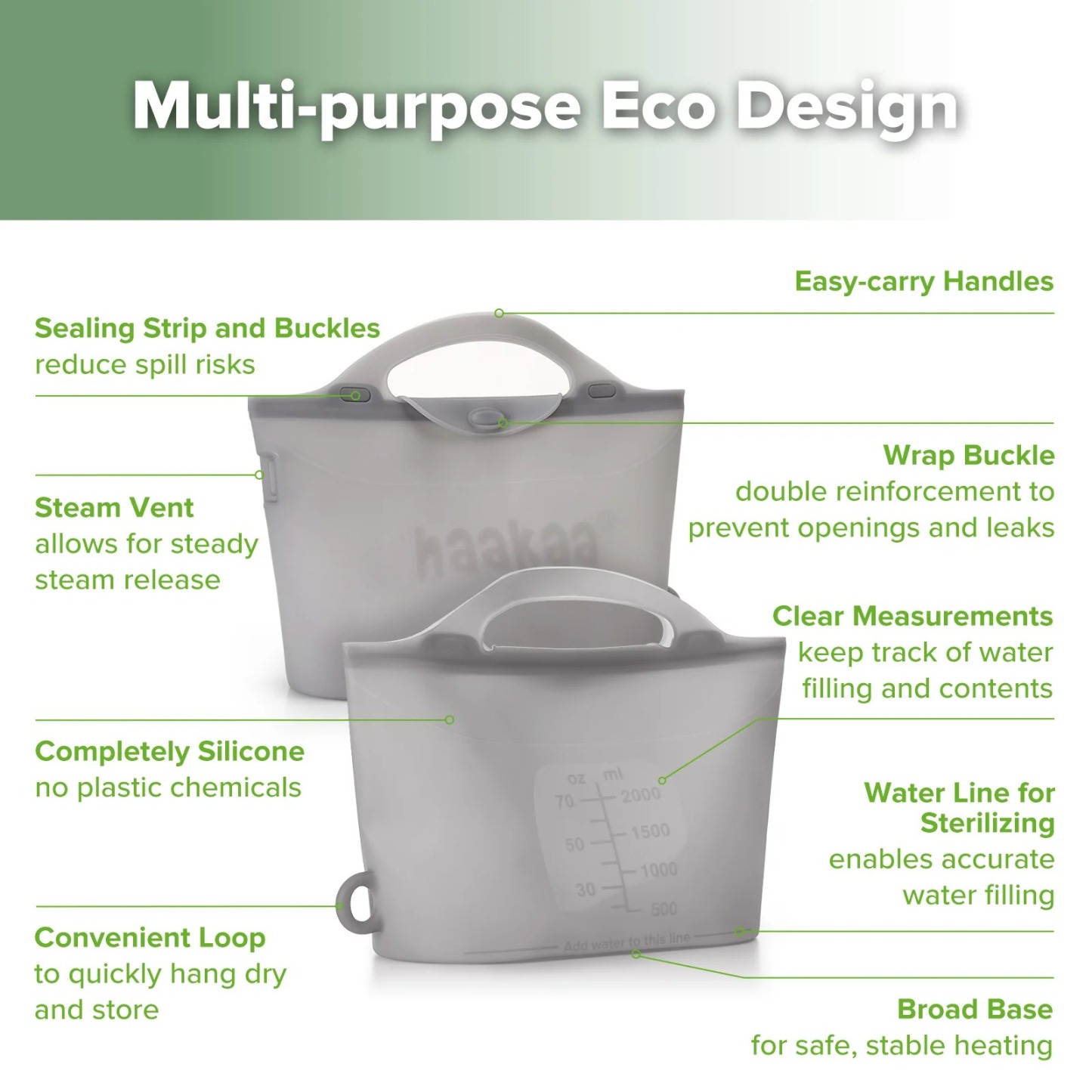 Haakaa Multipurpose Steamer & Sterilizer Bag (2000ml/1250ml)