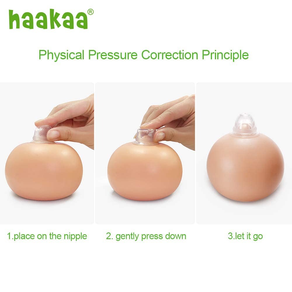 haakaa silicone inverted nipple aspirators physical pressure correction principle