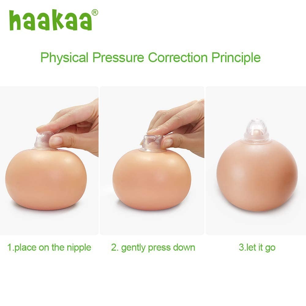 haakaa silicone inverted nipple aspirators physical pressure correction principle