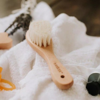 Haakaa Goat Wool Wooden Baby Hair Brush with Wooden Comb