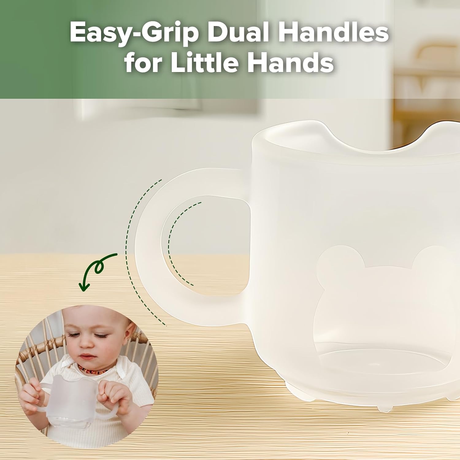 haakaa silicone baby drinking cup easy grip dual handles for little hands