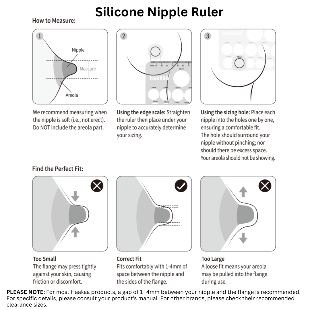 Haakaa Silicone Nipple Ruler for Breastfeeding tape measurement sizes 10mm to 30mm