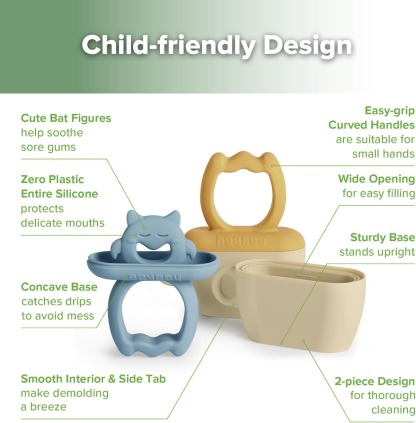 Haakaa Chilly Monster Ice Pop Mould Set - Sky Blue + Mustard