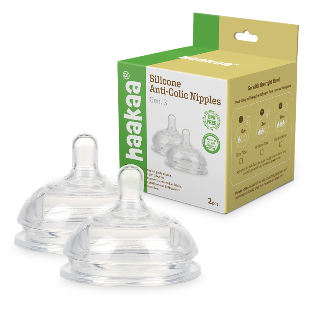 HaaKaa Gen 3 Silicone Bottle Anti-Colic Nipple -S/M/L (2pcs)