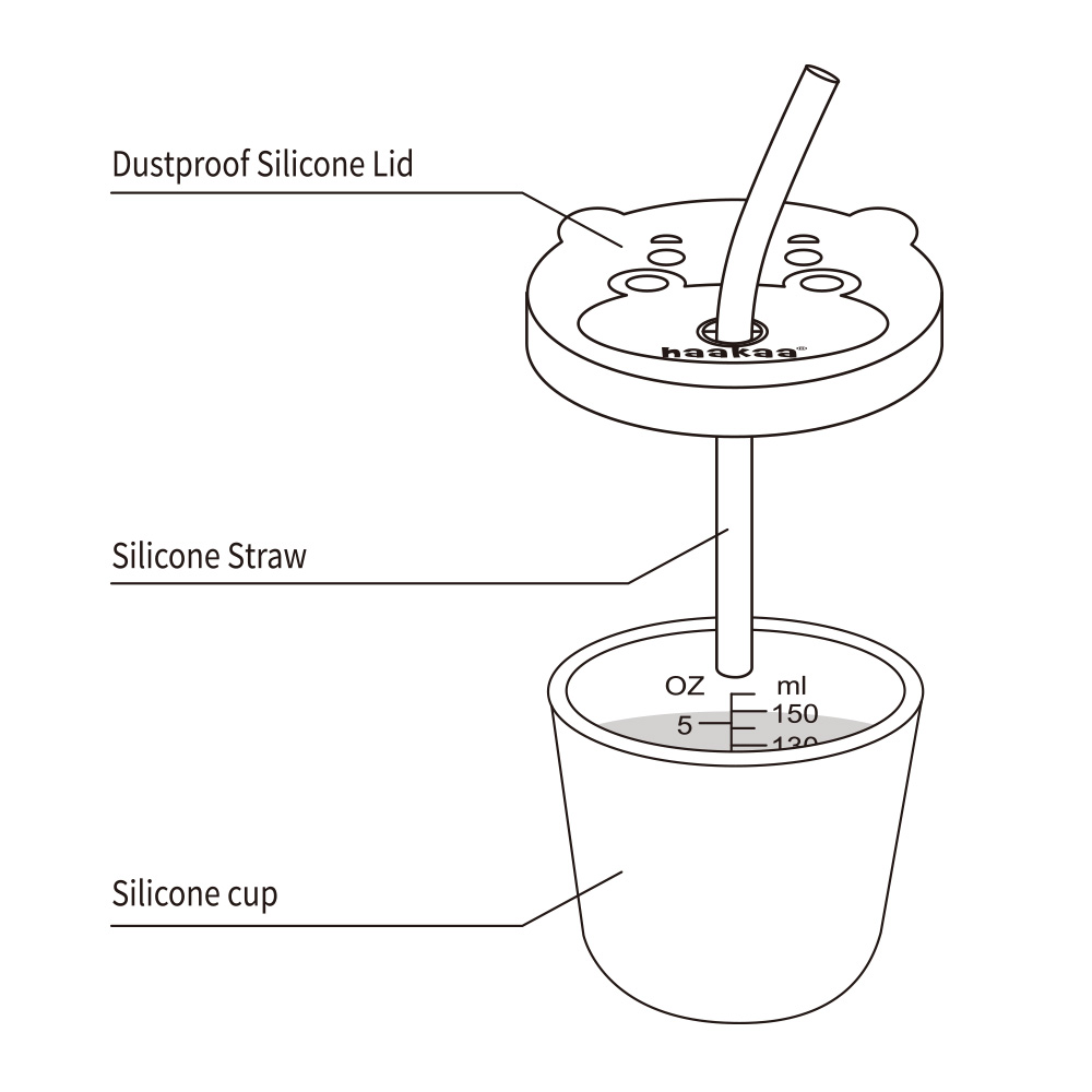 Haakaa Jolly Hippo Silicone Sippy Cup with Straw 150ml