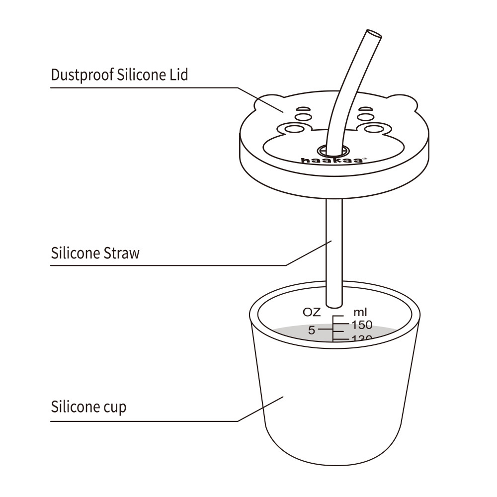 Haakaa Jolly Hippo Silicone Sippy Cup with Straw 150ml