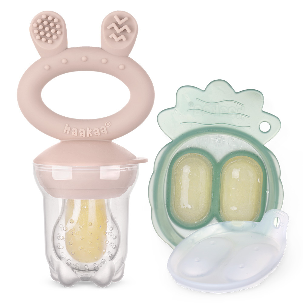 Haakaa Fresh Food Feeder Teether - Freeze-N-Feed Mini Combo - Silicone Feeder + Mini Tray