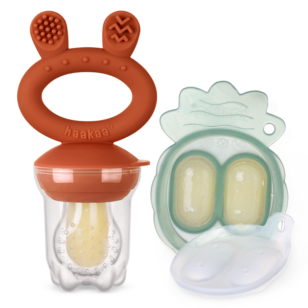 Haakaa Fresh Food Feeder Teether - Freeze-N-Feed Mini Combo - Silicone Feeder + Mini Tray