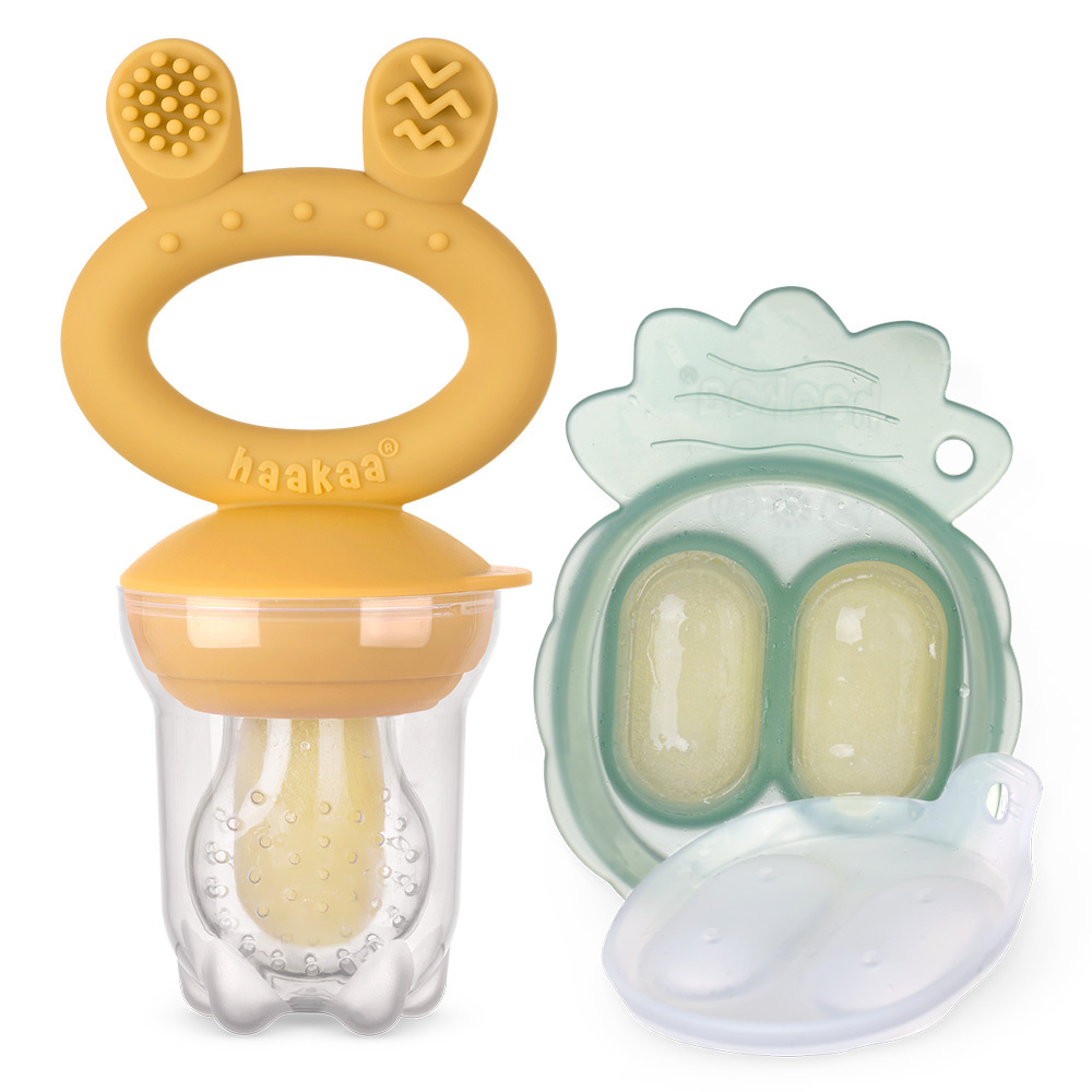 Haakaa Fresh Food Feeder Teether - Freeze-N-Feed Mini Combo - Silicone Feeder + Mini Tray