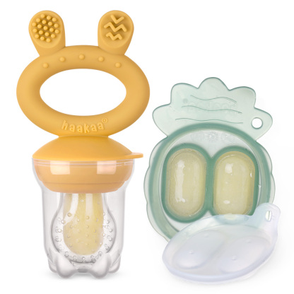 Haakaa Fresh Food Feeder Teether - Freeze-N-Feed Mini Combo - Silicone Feeder + Mini Tray