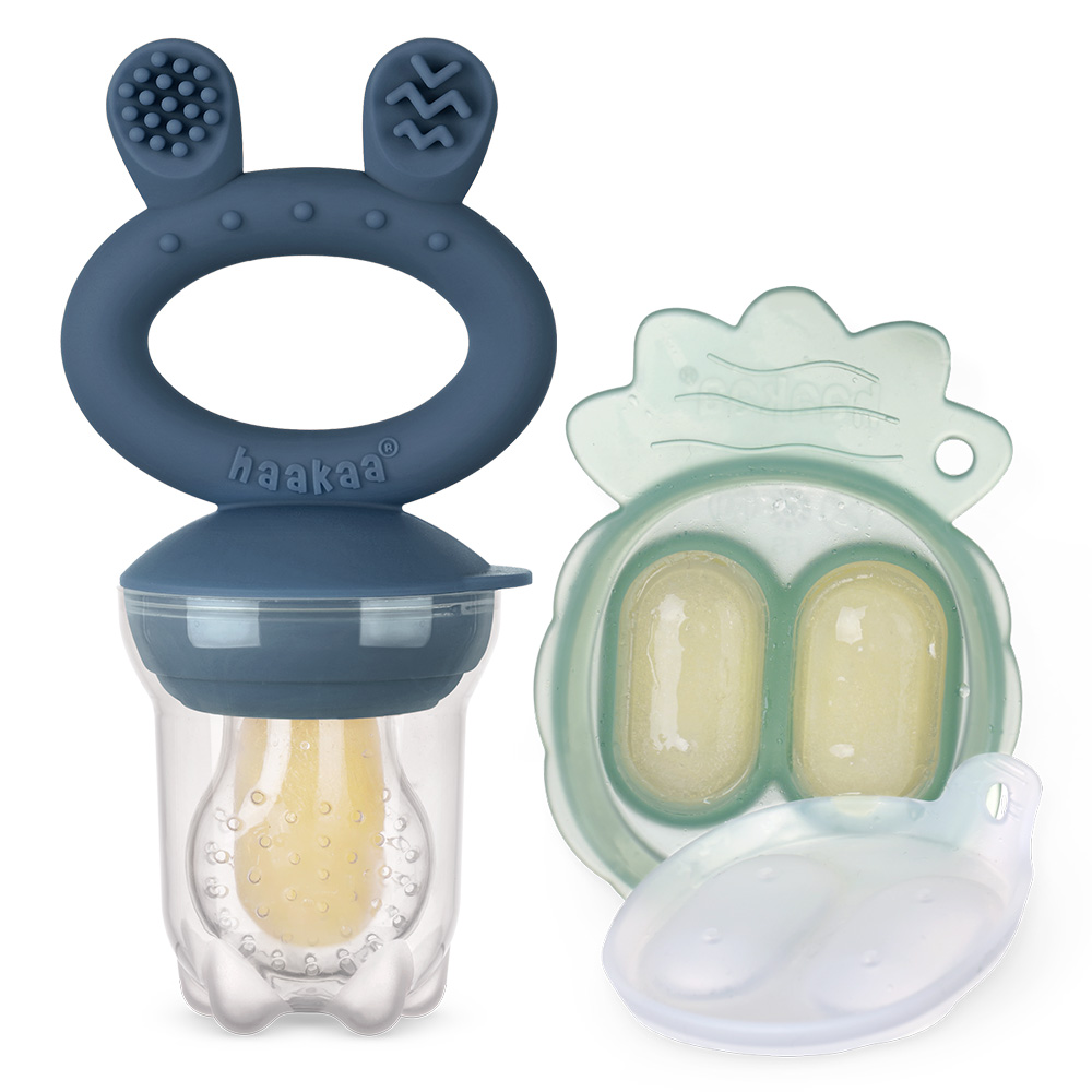Haakaa Fresh Food Feeder Teether - Freeze-N-Feed Mini Combo - Silicone Feeder + Mini Tray