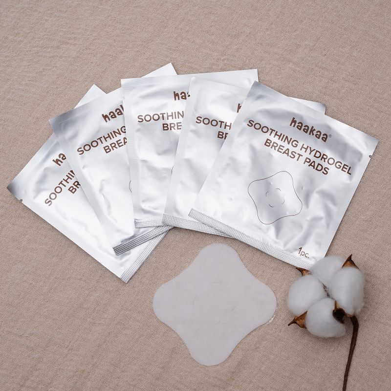 Haakaa 8pcs Hydrogel Breast Pads with Lanolin, Instant Cooling Pain Relief for Sore or Crack Nipples from Breastfeeding