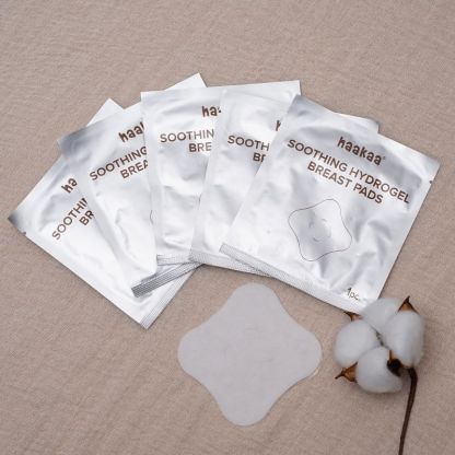 Haakaa 8pcs Hydrogel Breast Pads with Lanolin, Instant Cooling Pain Relief for Sore or Crack Nipples from Breastfeeding