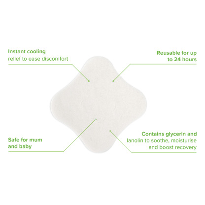 Haakaa 8pcs Hydrogel Breast Pads with Lanolin, Instant Cooling Pain Relief for Sore or Crack Nipples from Breastfeeding