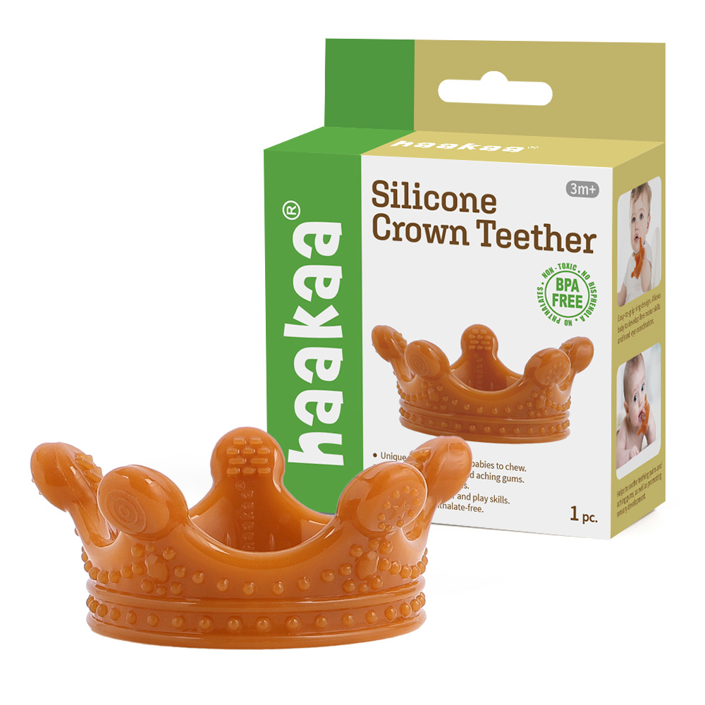 haakaa silicone crown teether amber brown