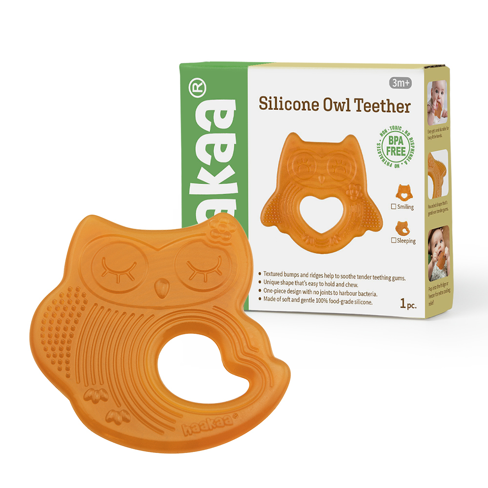 Haakaa Silicone Owl Teether Safe Natural Rubber Soft Teether Soothing Teething Relief