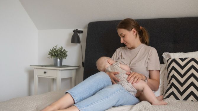 Woman breastfeeding her baby