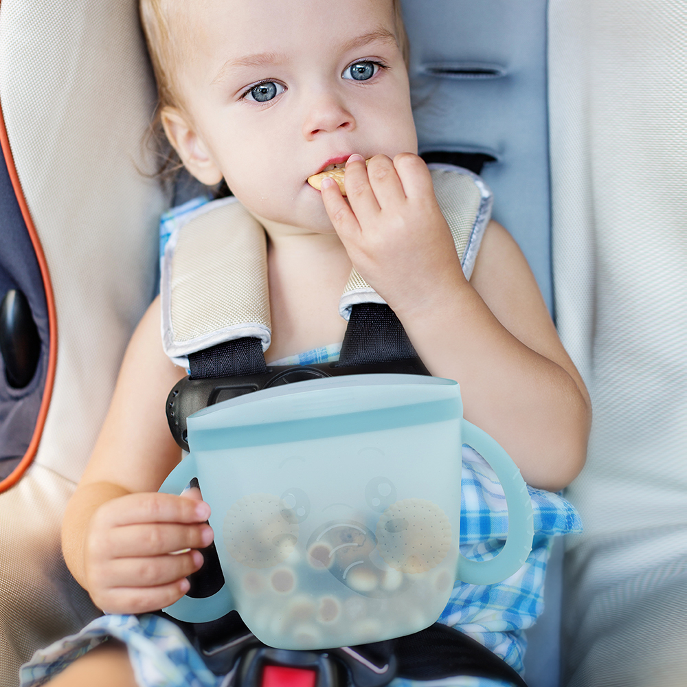 Haakaa Snack-N-Seal Silicone Pouch - Ella Elephant Mist Blue