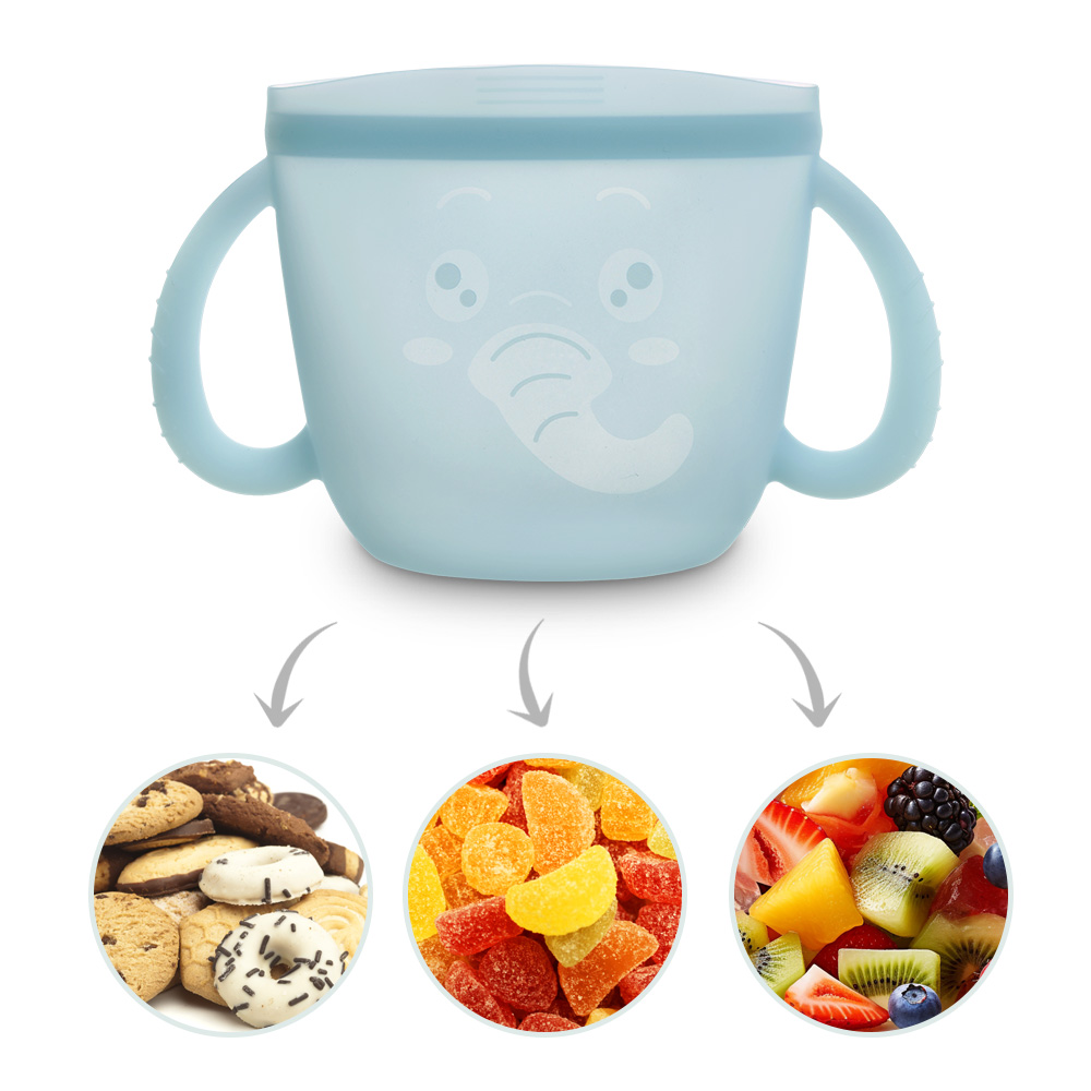 Haakaa Snack-N-Seal Silicone Pouch - Ella Elephant Mist Blue