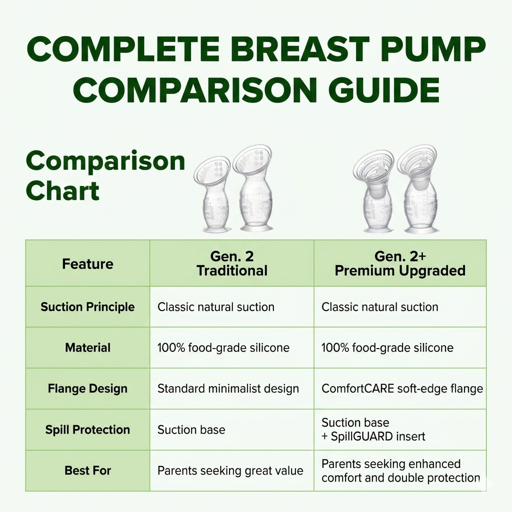 Haakaa Gen.2 Plus Upgraded Manual Breast Pump Multi-Ring ComfortCARE Sensitive Silicone Breast Pump with Stopper Set