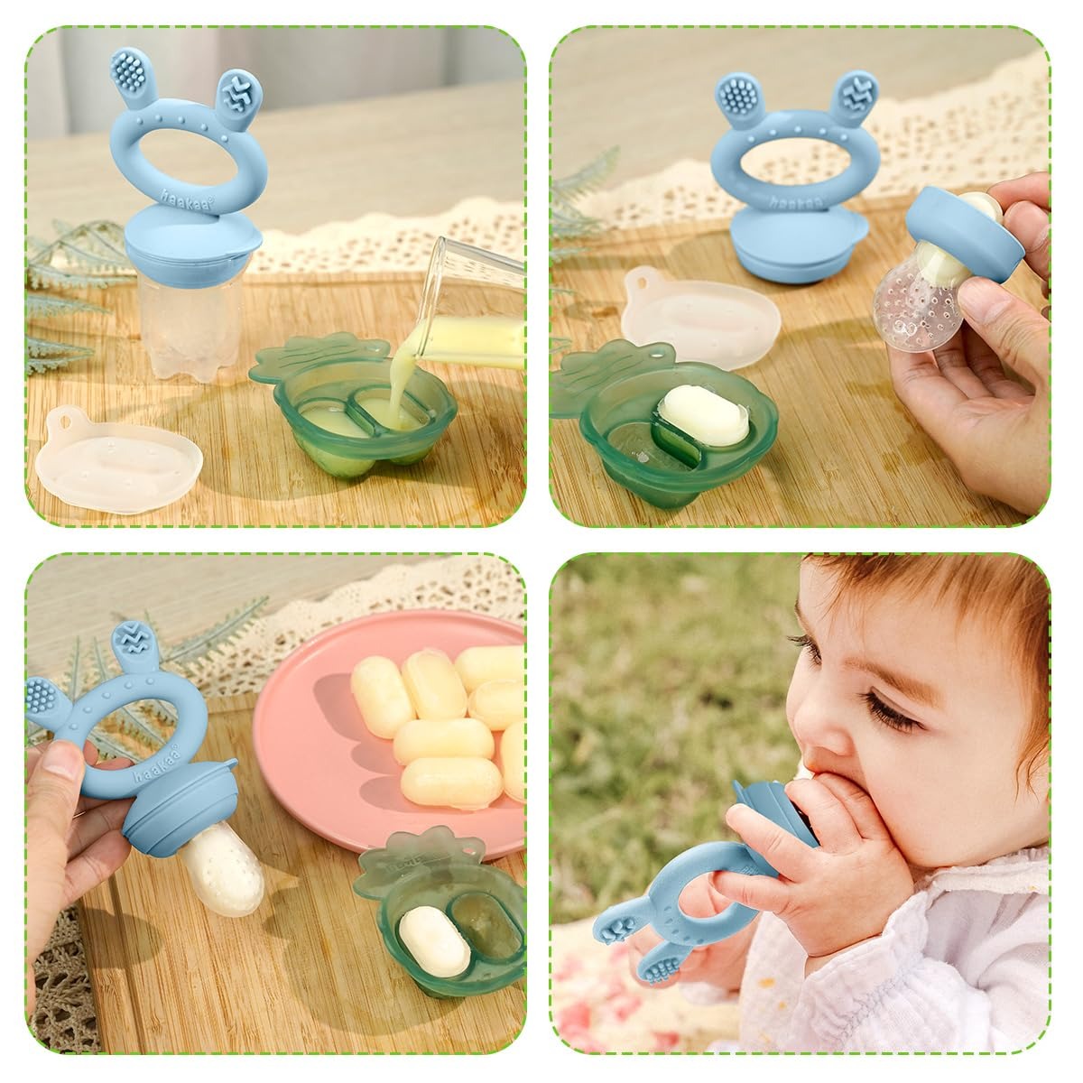 haakaa fresh food feeder teether freeze n feed mini combo soothing sore gums while keeping them happily occupied