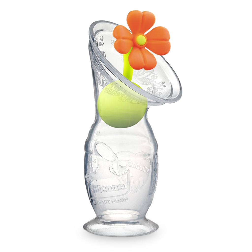 haakaa gen2 silicone breast pump 100ml with orange flower stopper