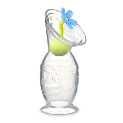 haakaa gen2 silicone breast pump 100ml with blue flower stopper
