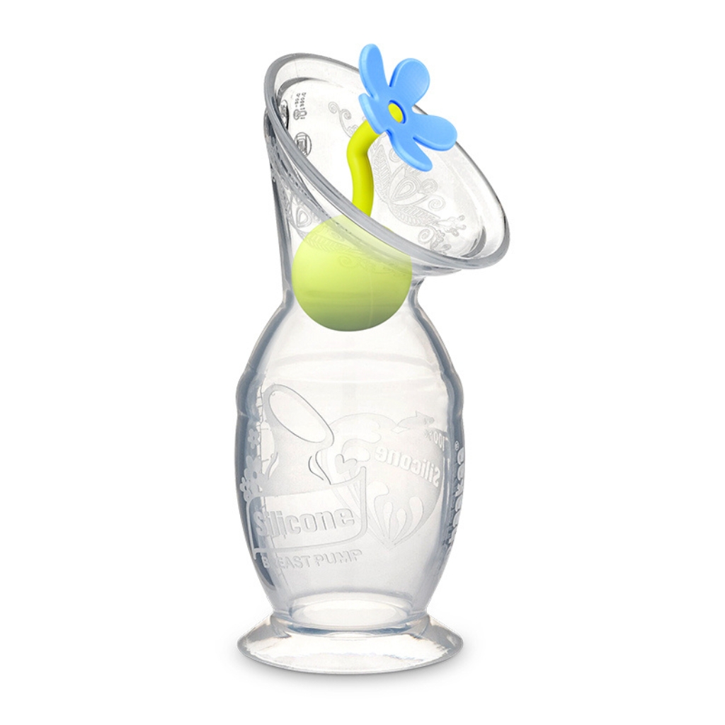 haakaa gen2 silicone breast pump 150ml with blue flower stopper
