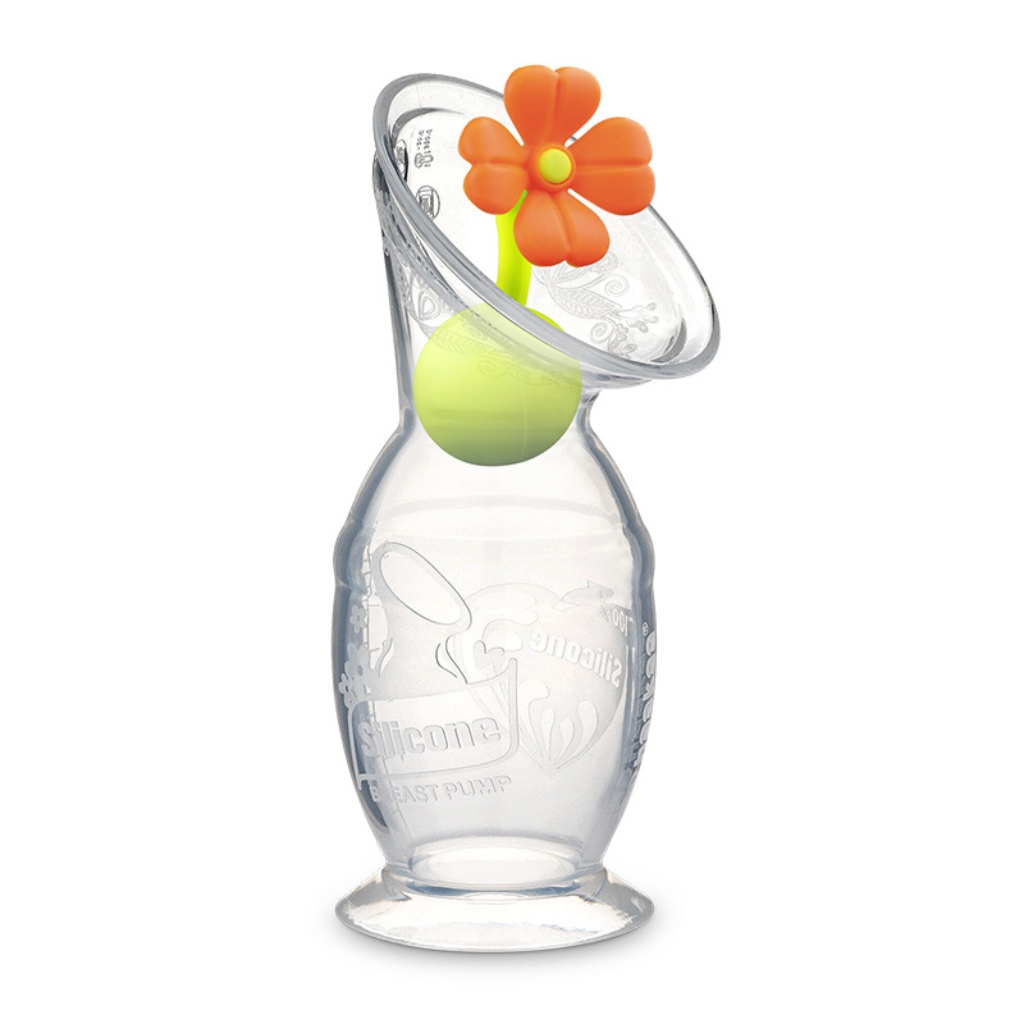 haakaa gen2 silicone breast pump 150ml with orange flower stopper
