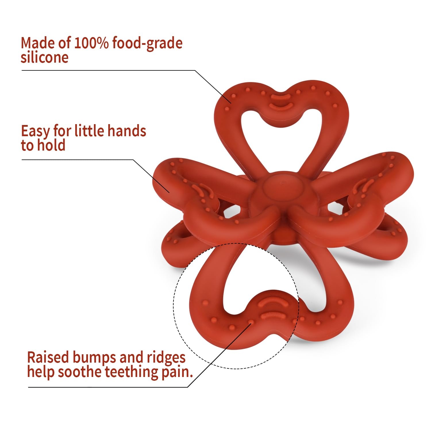 haakaa silicone clover teether  made of 100% food grade silicone
