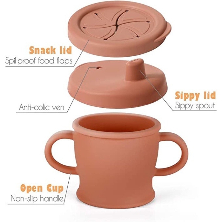 haakaa silicone sip n snack cup have snack lid and sippy lid