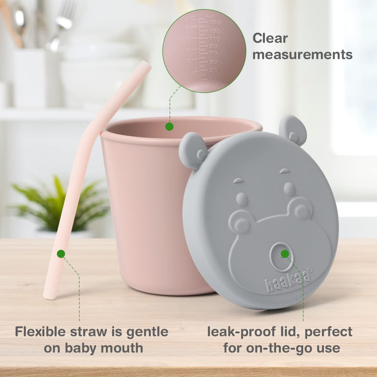 Haakaa Jolly Hippo Silicone Sippy Cup with Straw 150ml